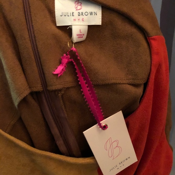 NWT Julie Brown Color Block Suede Dress - Picture 7 of 8